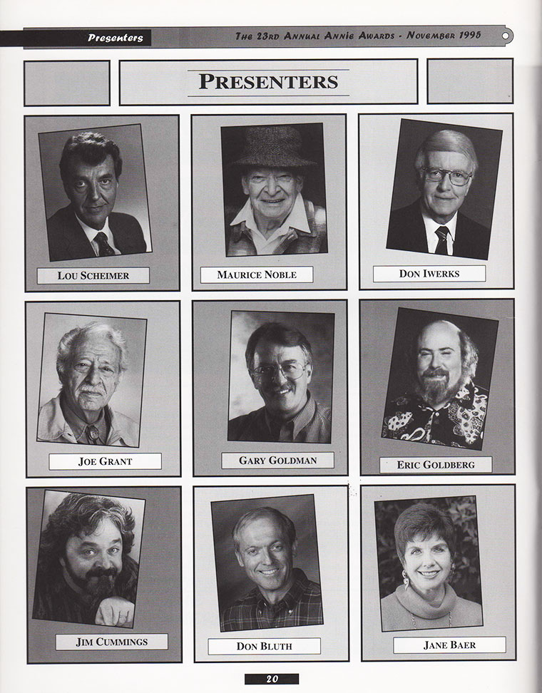 Presenters of the 23rd Annual Annie Awards - November 1998